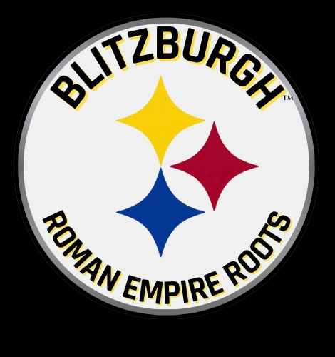 Round BLITZBURGH Roman Empire Roots emblem with three asteroid stars